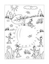 Apple and ants join the dots puzzle and coloring page